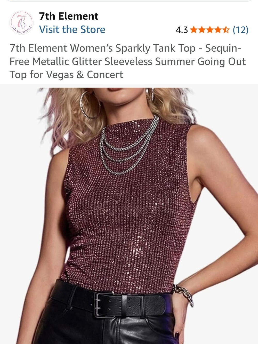 Element Metallic Wine Ribbed Tank Top